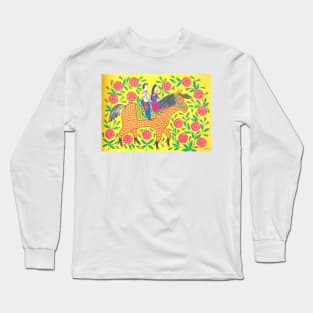 Maria Primachenko - maiden and cossack enjoying a ride on horseback 1982 Long Sleeve T-Shirt